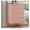 A small dresser for a bedroom, living room, closet, or hallway that is pink diamond in color. Tall storage dresser chest cabinet organizer unit with metal legs.
